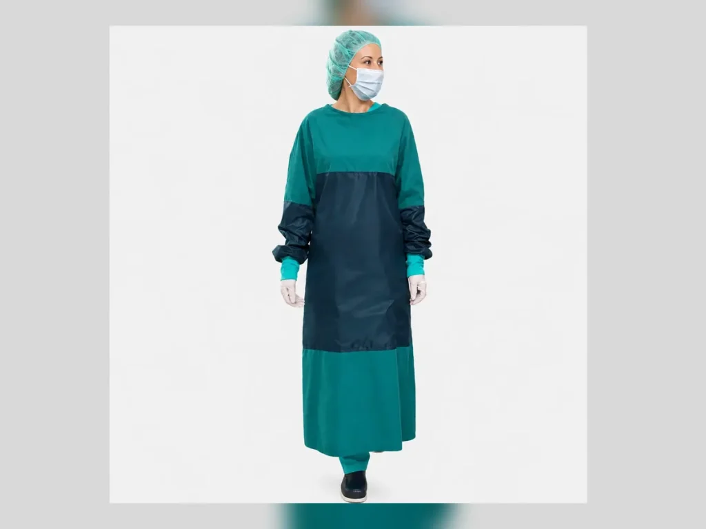 Polycotton Surgical Gown with Impermeable Reinforcement — Textile Project Supply